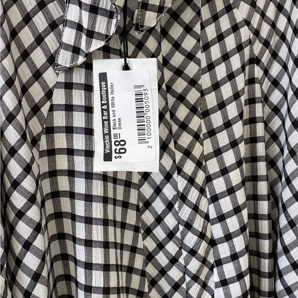 Miou Muse Black and White Gingham Checked Halter Dress - Picture 12 of 12